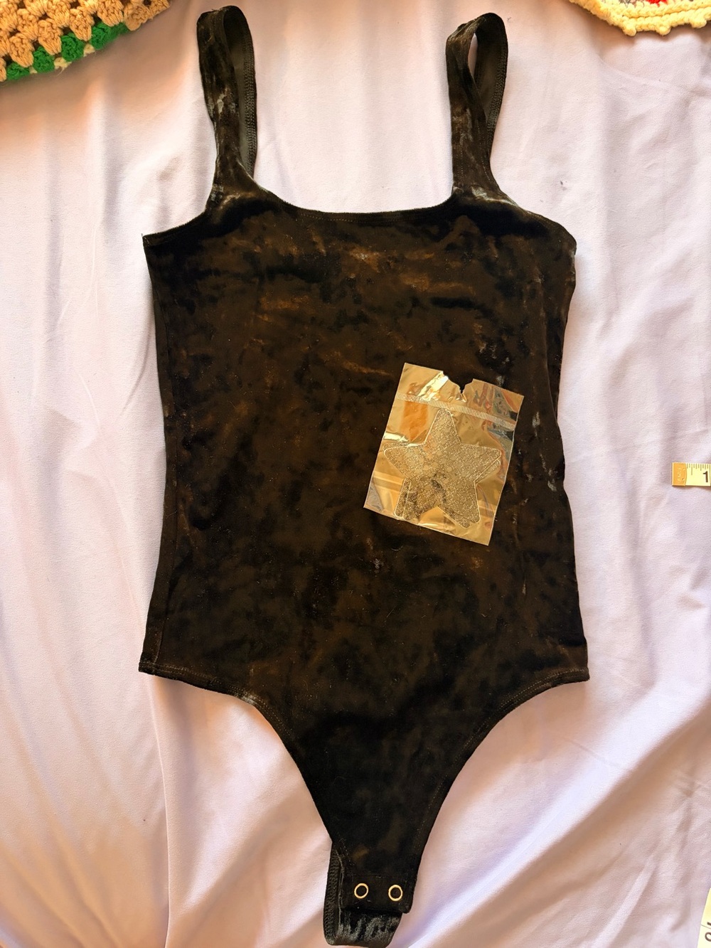 Good American Black Velvet Tank Bodysuit